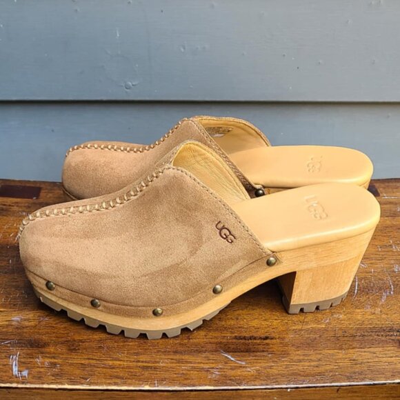 UGG Judi Brown Suede Clogs size 6 - Picture 1 of 11